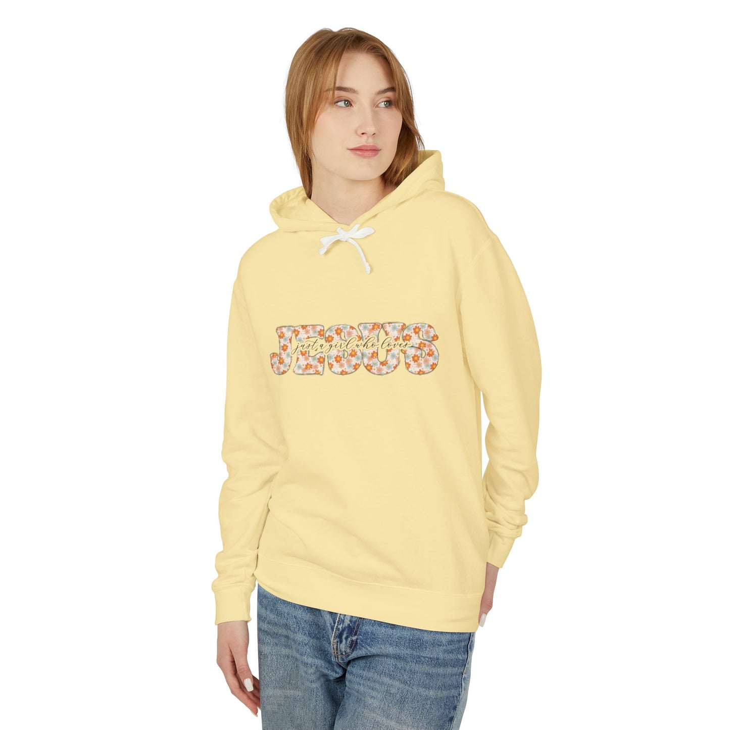 Lightweight Hooded Sweatshirt Just a girl who loves JESUS
